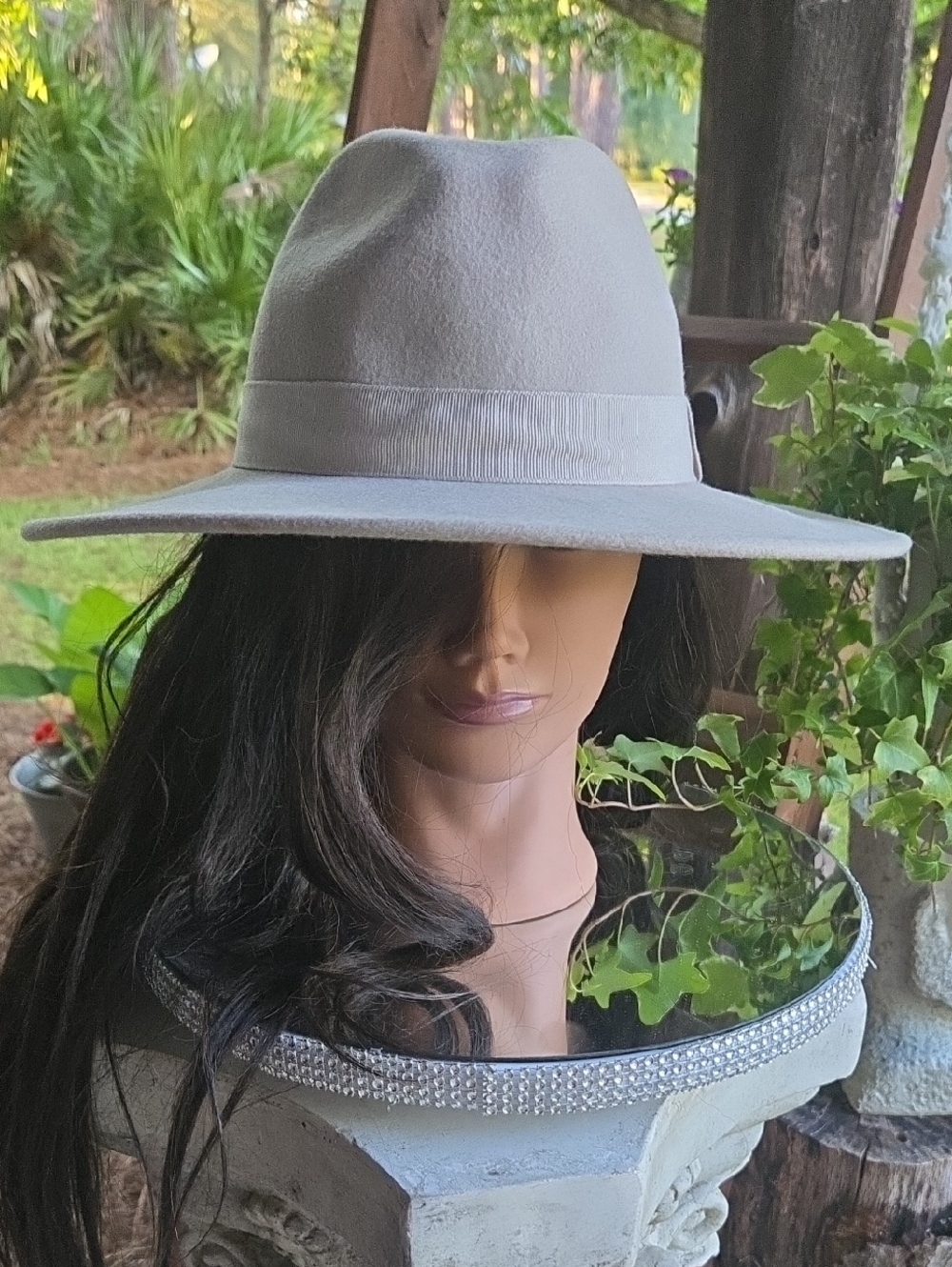 Biltmore For Madewell Biege Felt Wool Wide Brim Fedora With Ribbon Trim